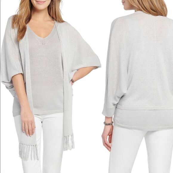 💞Nic+Zoe gleaming tie front linen blend cardigan sweater💞 size M and L - Picture 1 of 9